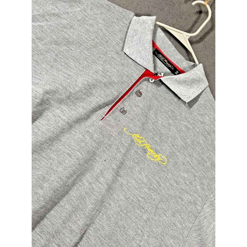 Y2K Ed Hardy by Christian Audigier Embroidered 3X Shirt Golf Grim Reaper Grey - Picture 3 of 12